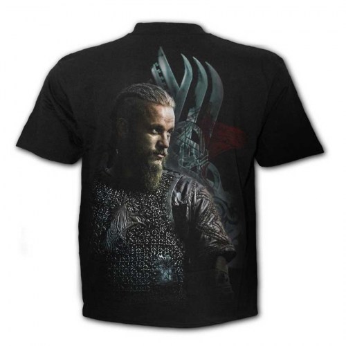 FG201633 Tshirt Ragnar Face Vikings Black SpiralDirect