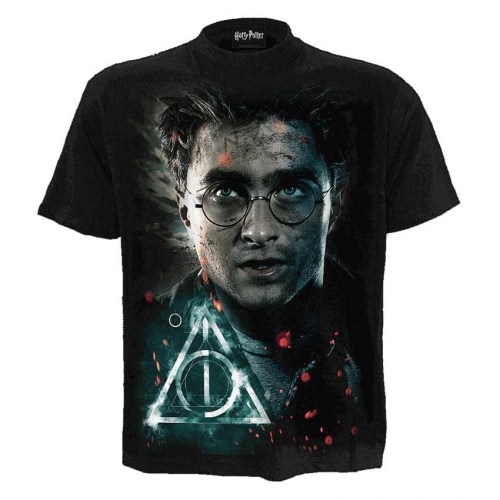 FG241624 Tshirt Deathly Hallows Harry Potter Black SpiralDirect