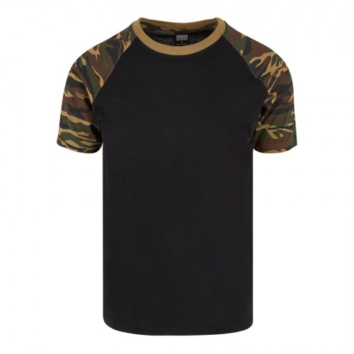 TB638 Tshirt Shaped Long Tee Black WoodCamo Urban Classics