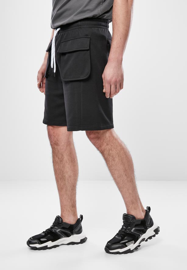 Terry Big Pocket Black Sweat Shorts