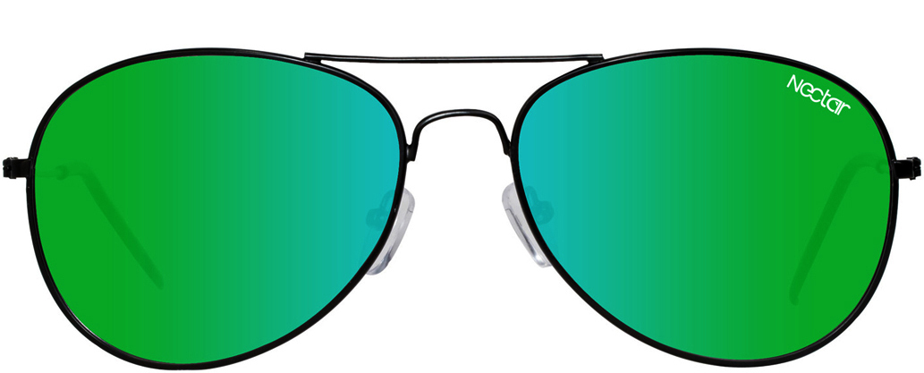 NECTAR USA AVIATOR SUNGLASSES POLARIZED BLACK METAL - GREEN - Image 2