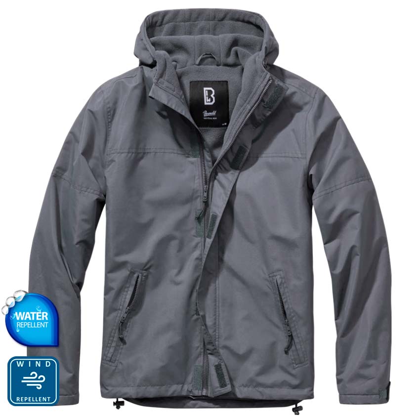 Windbreaker Frontzip Ανθρακί Μπουφάν με κουκούλα